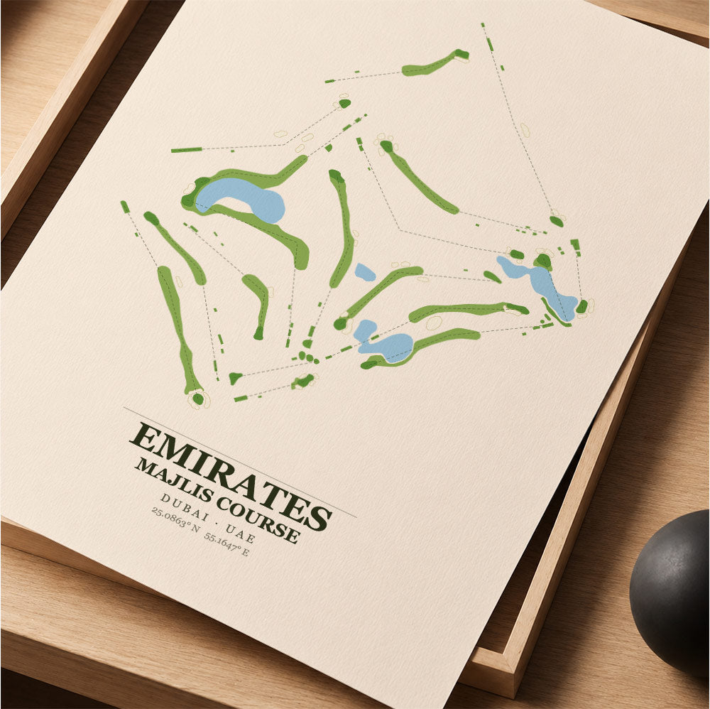 Emirates Majlis Golf Course Map Print Poster | Dubai UAE Golf Wall Art