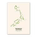 Merion golf course map print poster, Pennsylvania USA golf wall art