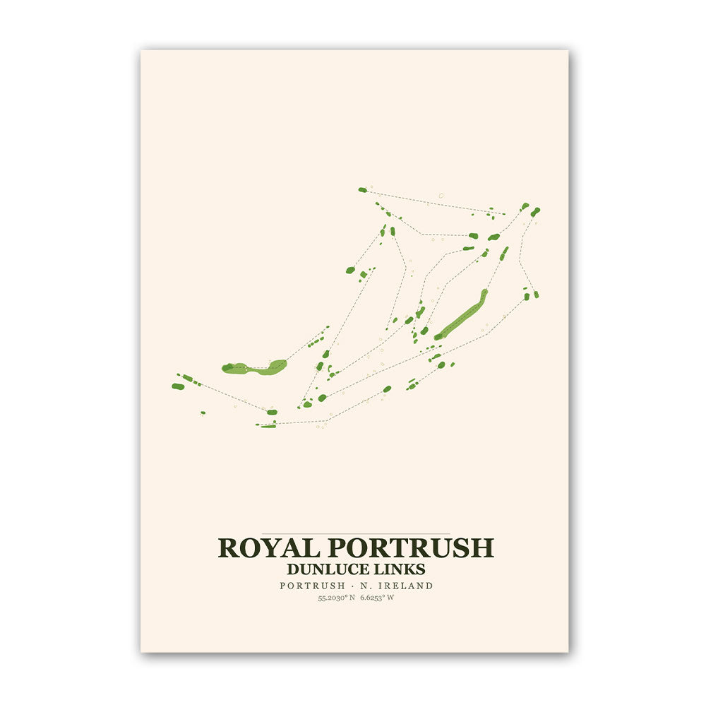 Royal Portrush Dunluce Links Golf Course Map Print Poster | Ireland Golf Wall Art Decor