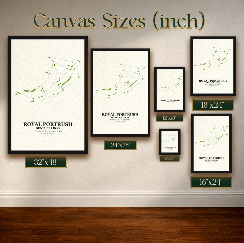 Royal Portrush Dunluce Links Golf Course Map Print Poster | Ireland Golf Wall Art Decor