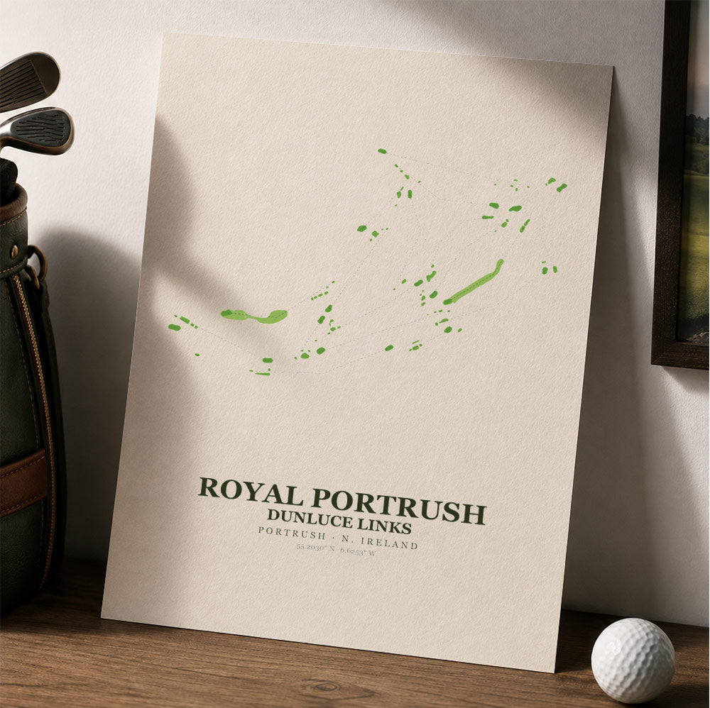 Royal Portrush Dunluce Links Golf Course Map Print Poster | Ireland Golf Wall Art Decor