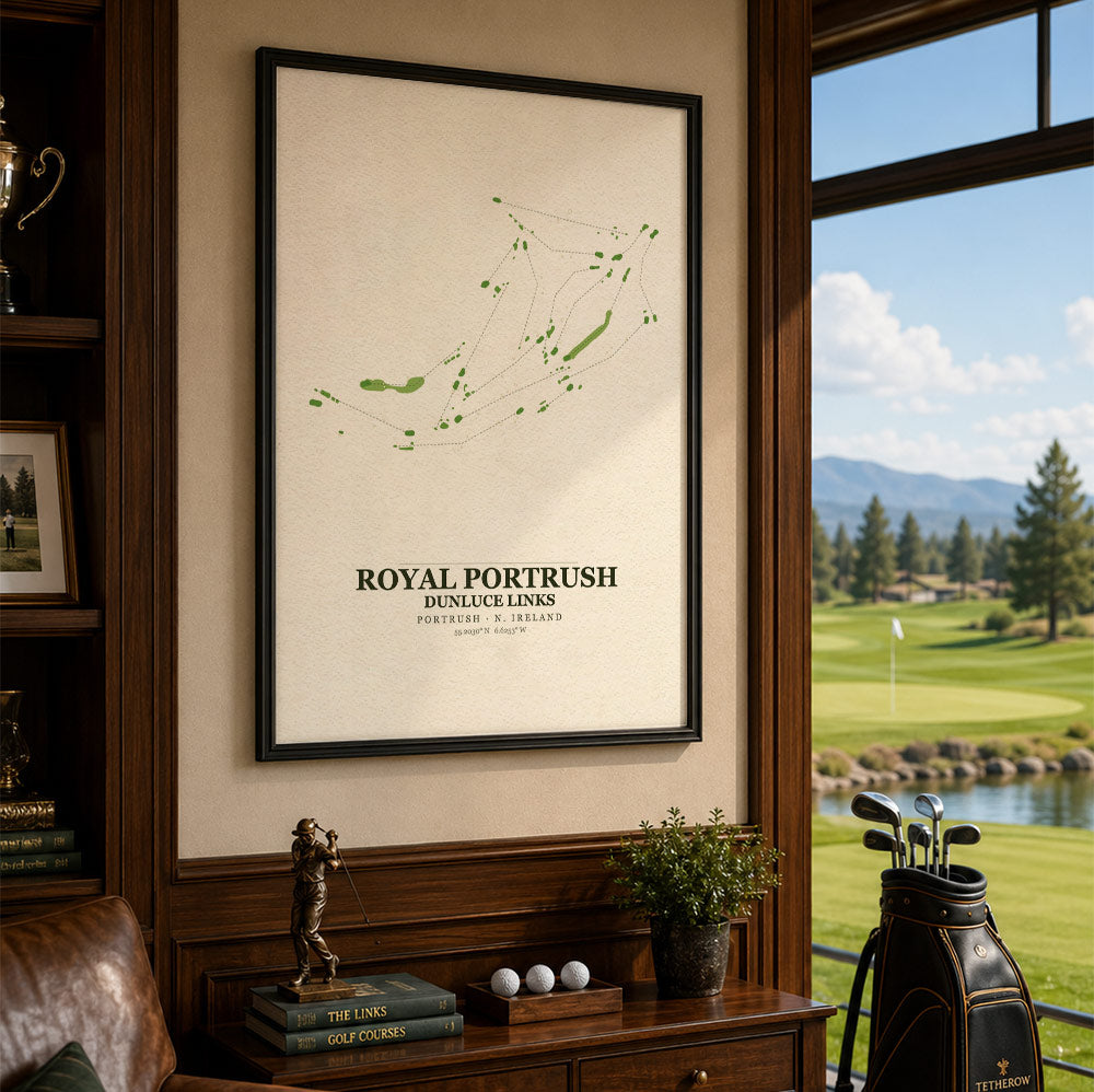 Royal Portrush Dunluce Links Golf Course Map Print Poster | Ireland Golf Wall Art Decor