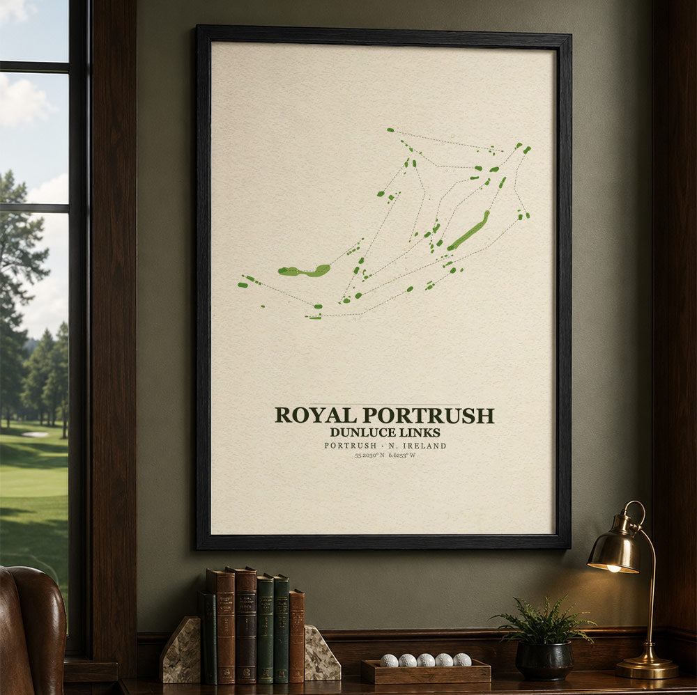 Royal Portrush Dunluce Links Golf Course Map Print Poster | Ireland Golf Wall Art Decor