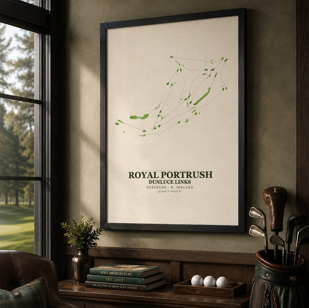 Royal Portrush Dunluce Links Golf Course Map Print Poster | Ireland Golf Wall Art Decor