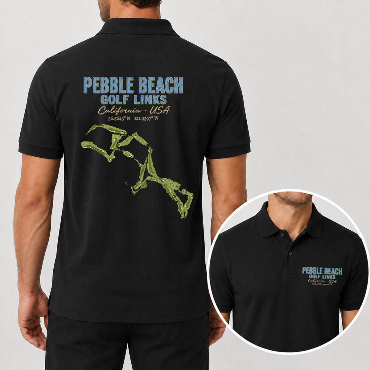 Pebble Beach Golf Links Polo Shirt - Golf Gift for Golfers, black