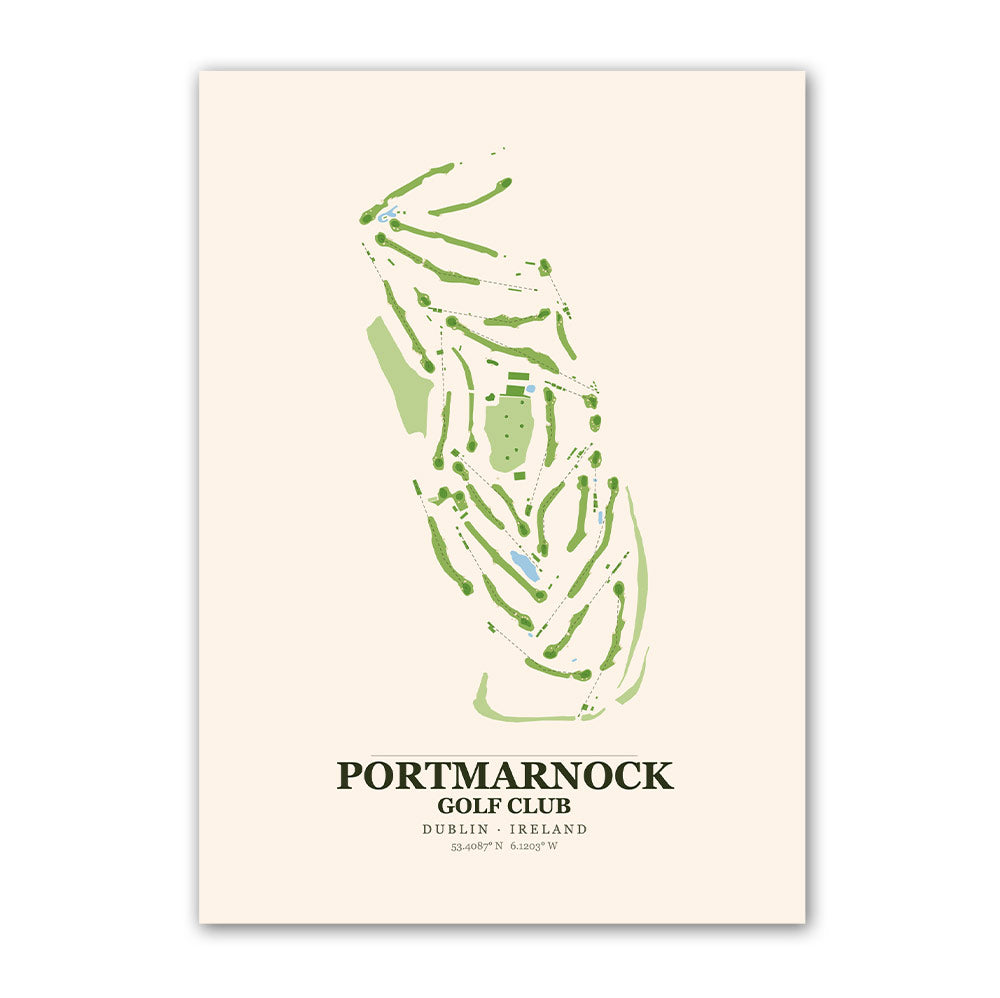 Portmarnock Golf Club Course Map Print Poster | Ireland Golf Wall Art Decor