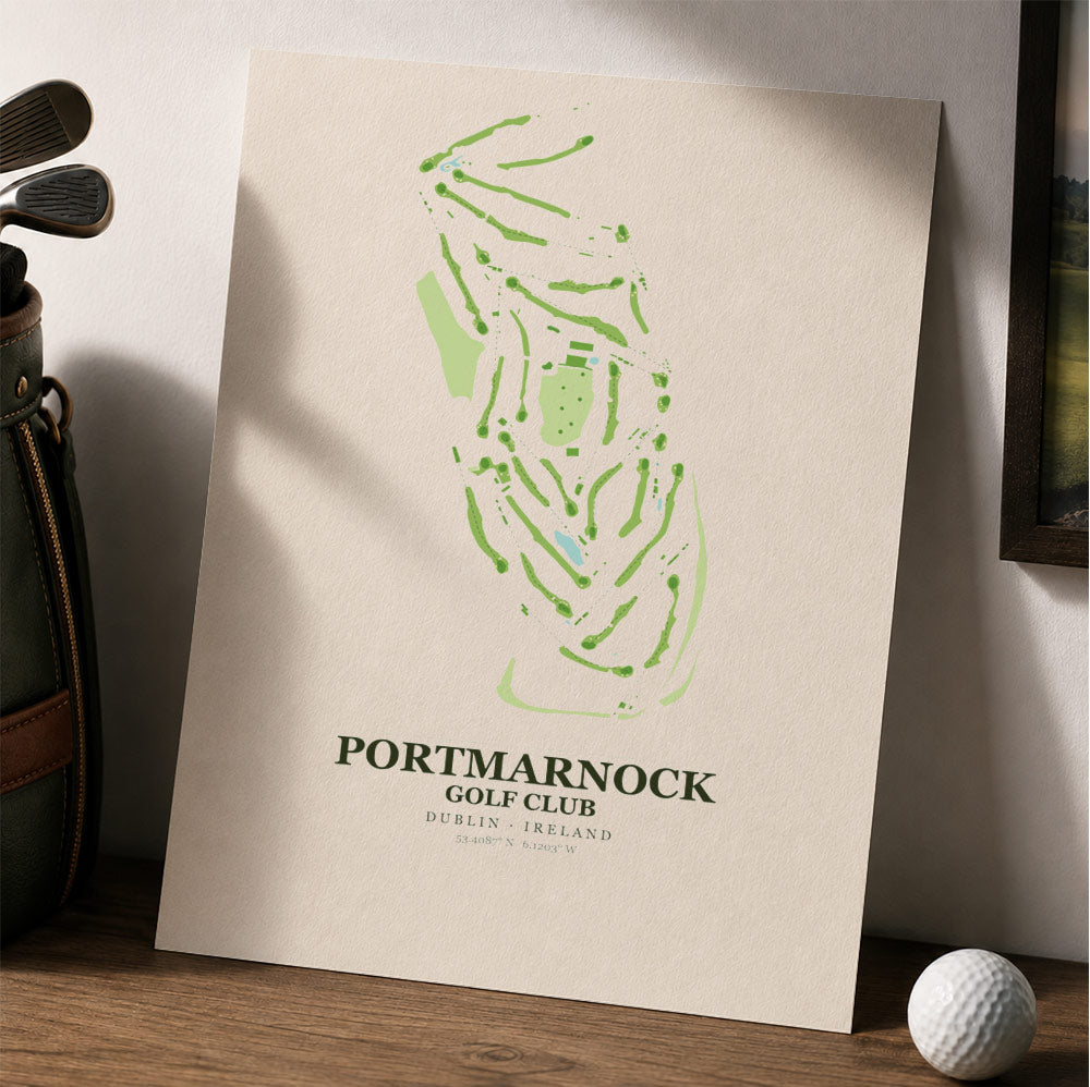 Portmarnock Golf Club Course Map Print Poster | Ireland Golf Wall Art Decor