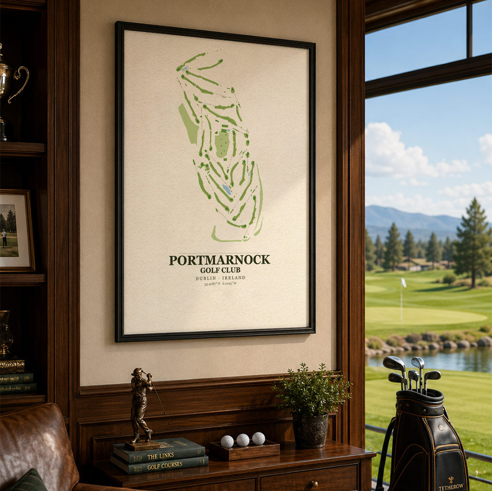 Portmarnock Golf Club Course Map Print Poster | Ireland Golf Wall Art Decor