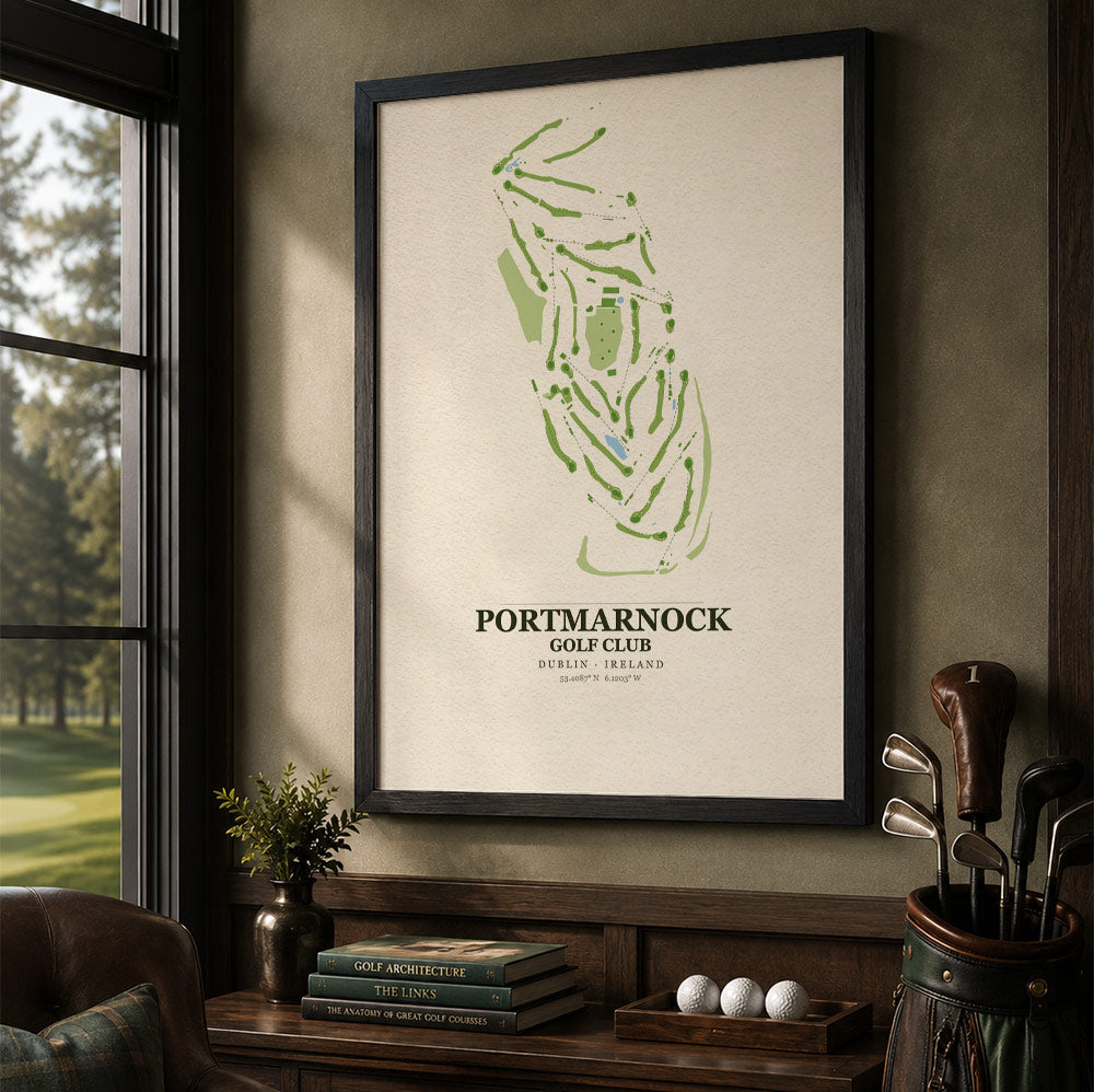 Portmarnock Golf Club Course Map Print Poster | Ireland Golf Wall Art Decor