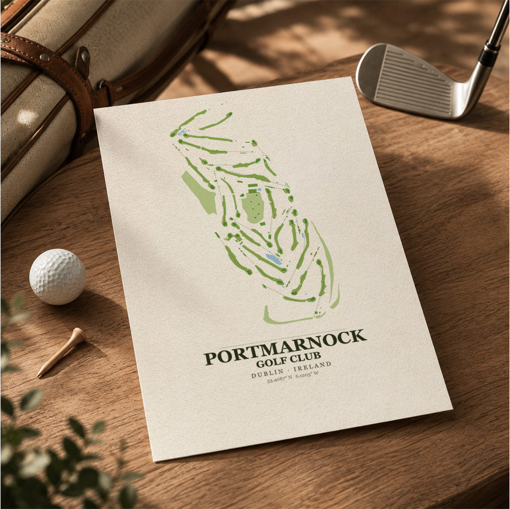 Portmarnock Golf Club Course Map Print Poster | Ireland Golf Wall Art Decor