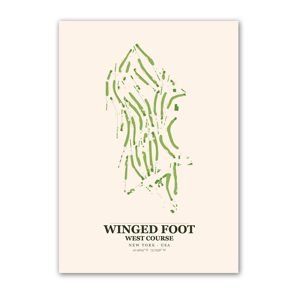 Winged Foot golf course map print poster, New York USA golf wall art
