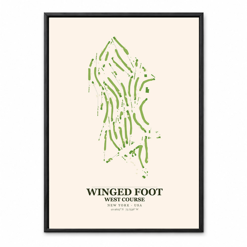 Winged Foot West Course map showing the tree-lined New York layout