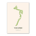 Yas Links golf course map print poster, Abu Dhabi UAE golf wall art