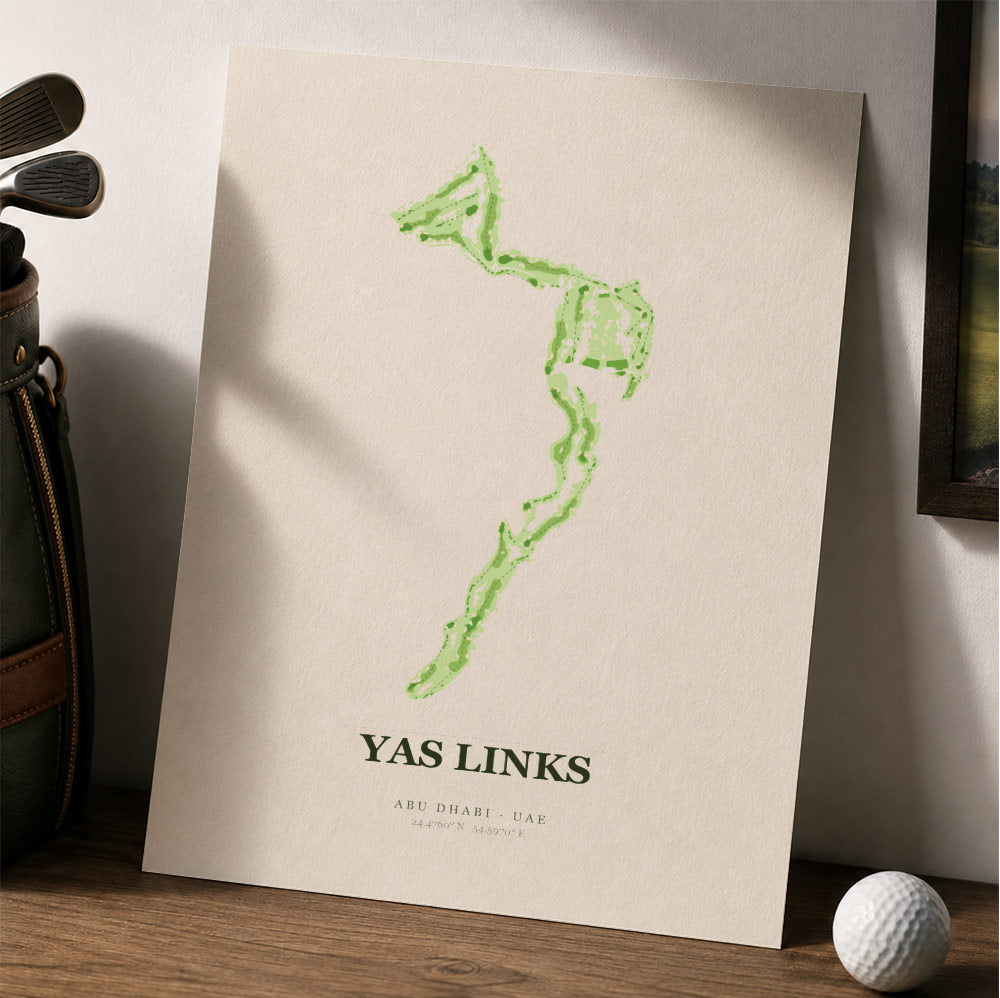 Yas Links Golf Course Map Print Poster | Abu Dhabi UAE Golf Wall Art