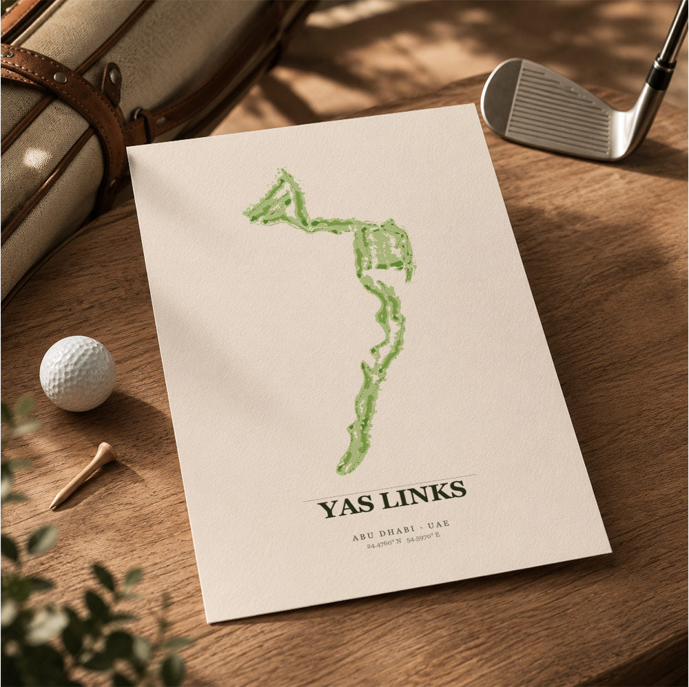 Yas Links Golf Course Map Print Poster | Abu Dhabi UAE Golf Wall Art