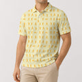 Yellow Golfer Silhouette Golf Polo Shirt - Golf Gift for Golfers, front