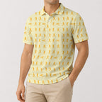 Yellow Golfer Silhouette Golf Polo Shirt - Golf Gift for Golfers, front