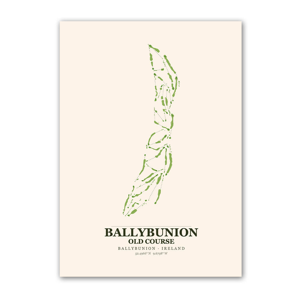 Ballybunion Old Course Golf Course Map Print Poster | Ireland Golf Wall Art Decor
