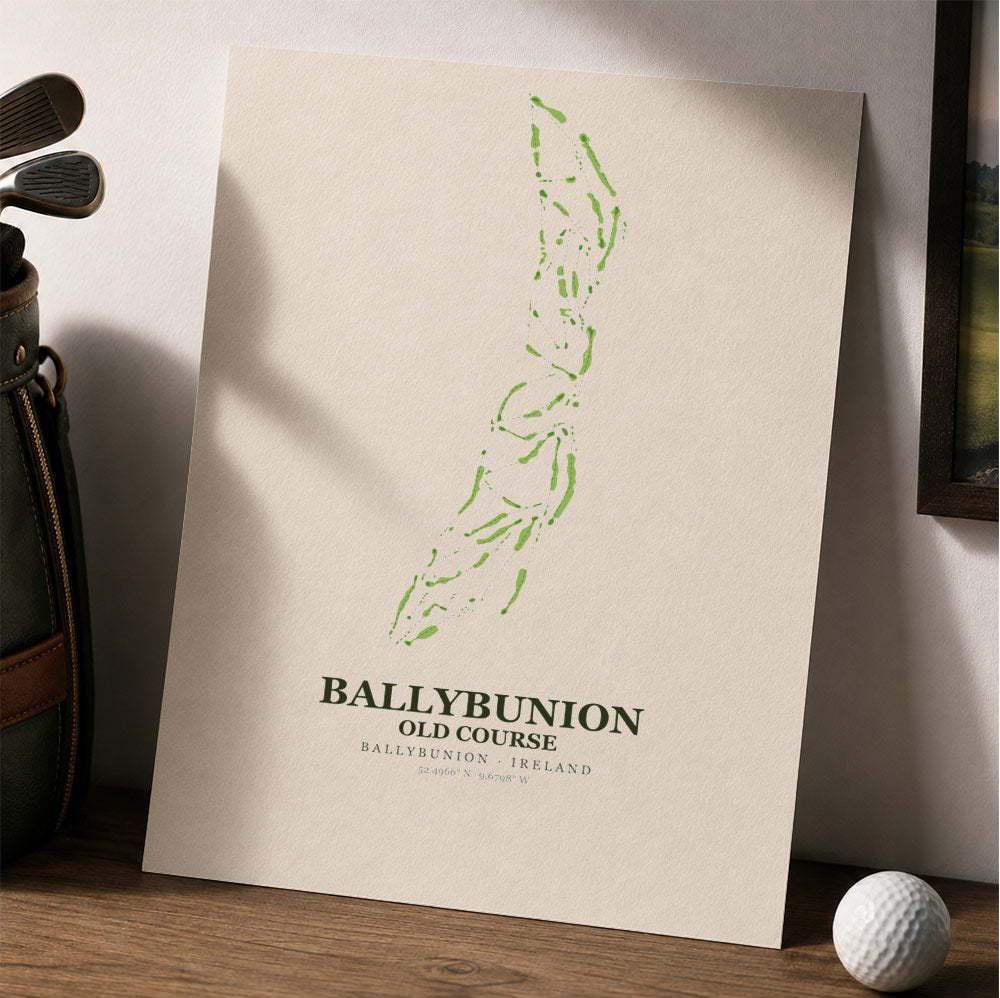 Ballybunion Old Course Golf Course Map Print Poster | Ireland Golf Wall Art Decor
