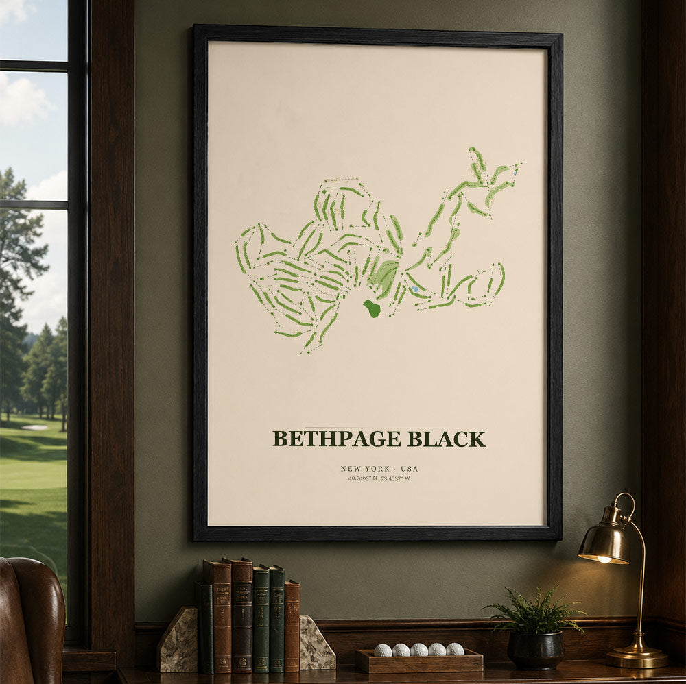 Bethpage Black Golf Course Map Print Poster | New York USA Golf Wall Art