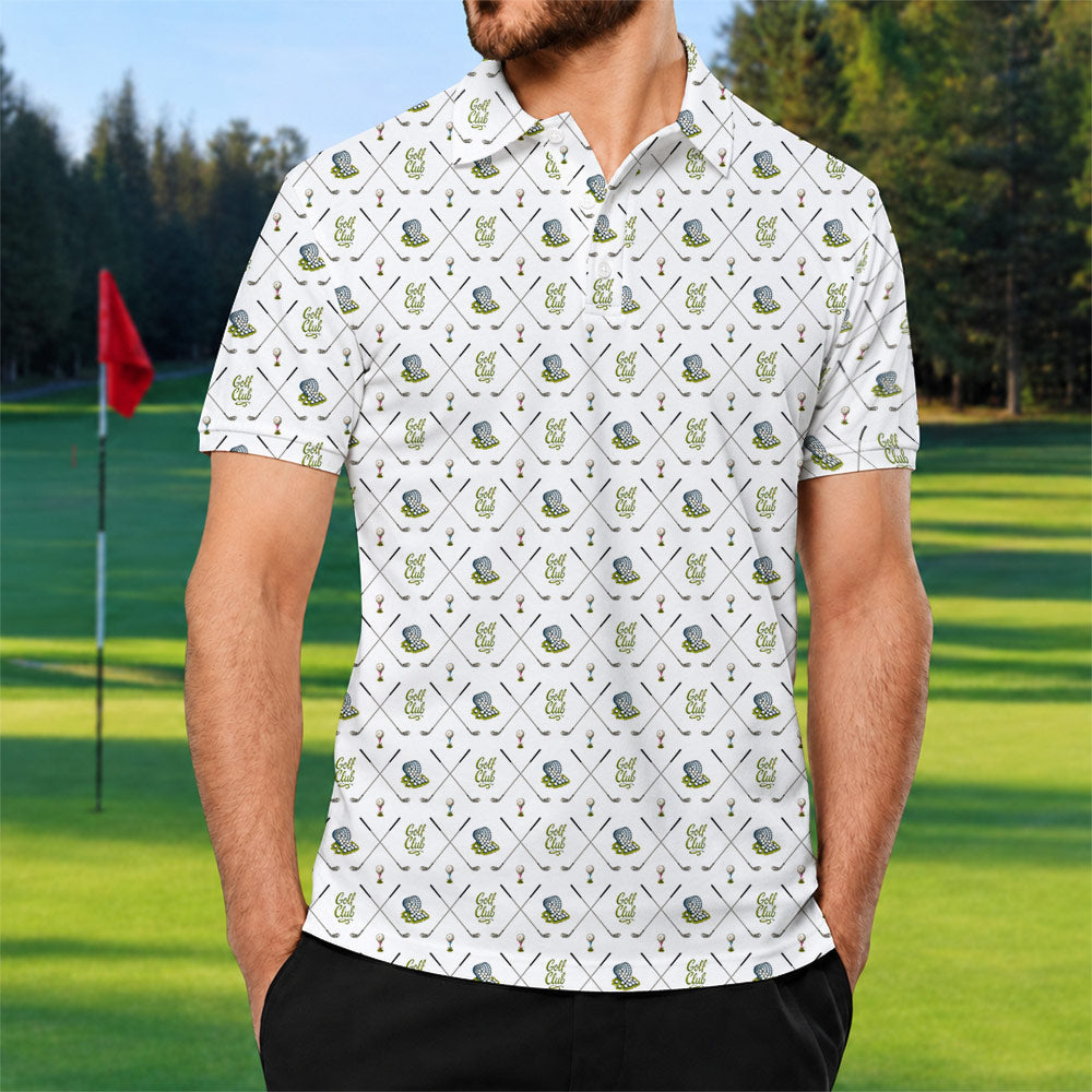Crossed Golf Clubs Polo Shirt - Golf Gift for Golfers