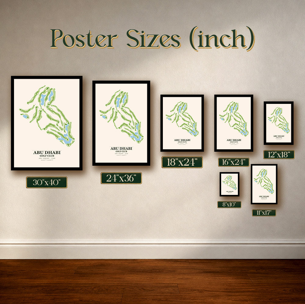 Abu Dhabi Golf Club Course Map Print Poster | Abu Dhabi UAE Golf Wall Art