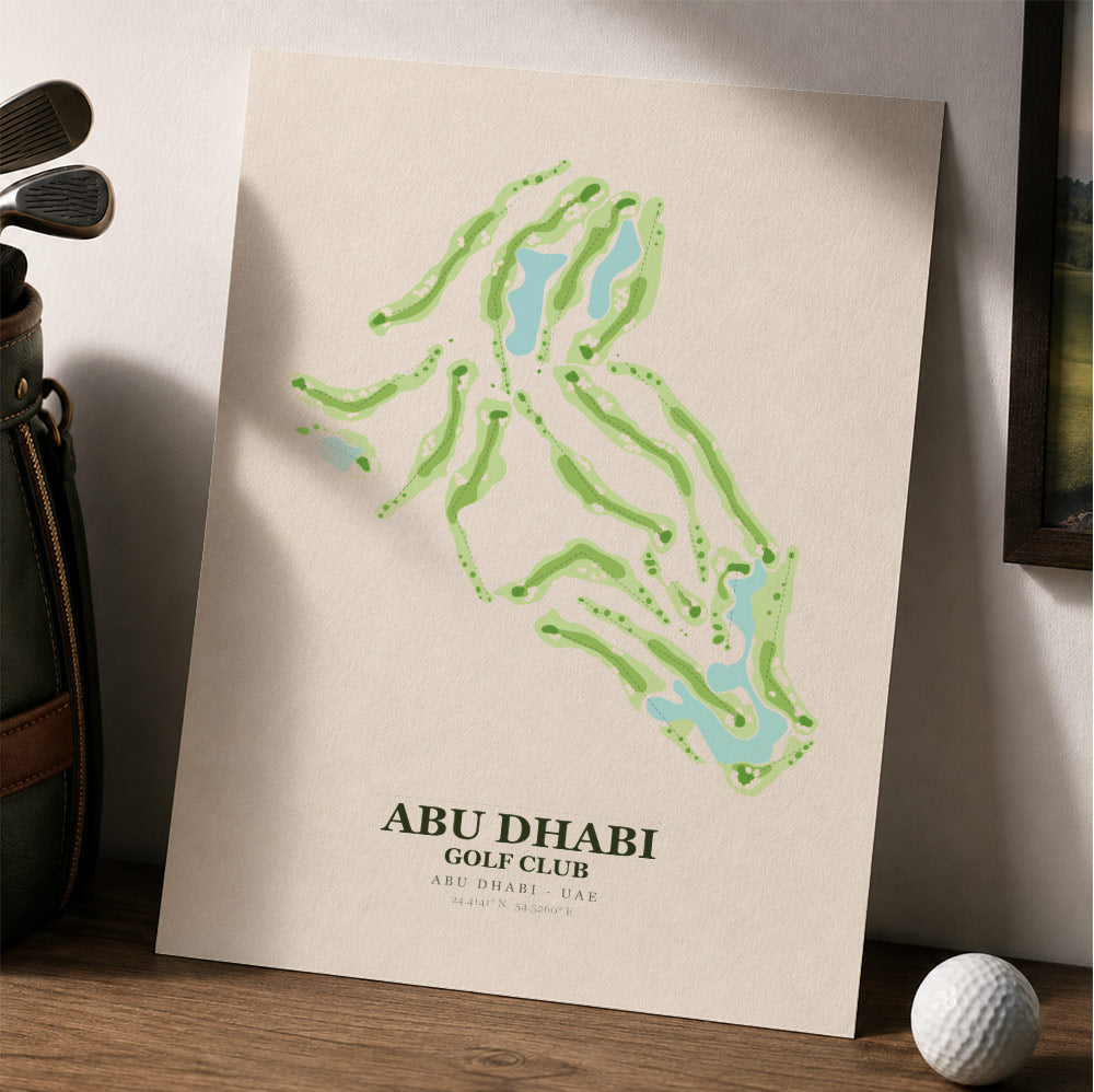 Abu Dhabi Golf Club Course Map Print Poster | Abu Dhabi UAE Golf Wall Art