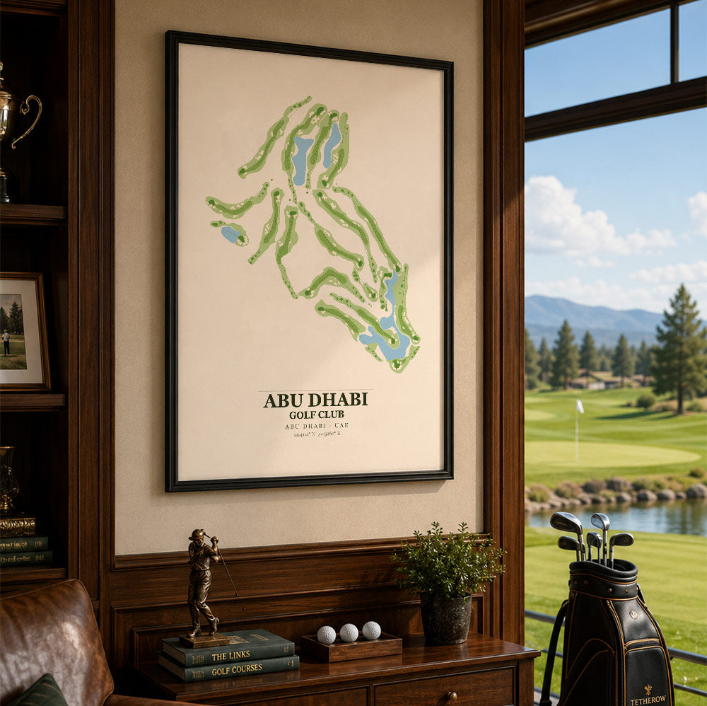 Abu Dhabi Golf Club Course Map Print Poster | Abu Dhabi UAE Golf Wall Art