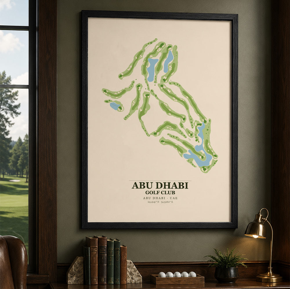 Abu Dhabi Golf Club Course Map Print Poster | Abu Dhabi UAE Golf Wall Art