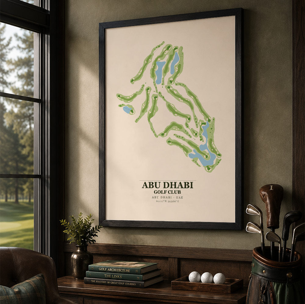 Abu Dhabi Golf Club Course Map Print Poster | Abu Dhabi UAE Golf Wall Art