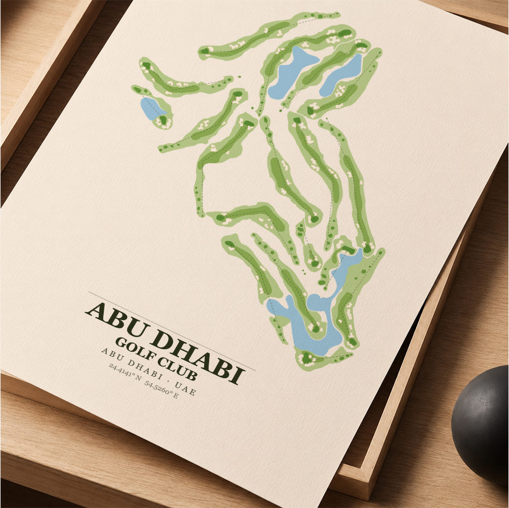 Abu Dhabi Golf Club Course Map Print Poster | Abu Dhabi UAE Golf Wall Art