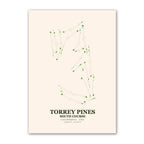 Torrey Pines golf course map print poster, California USA golf wall art
