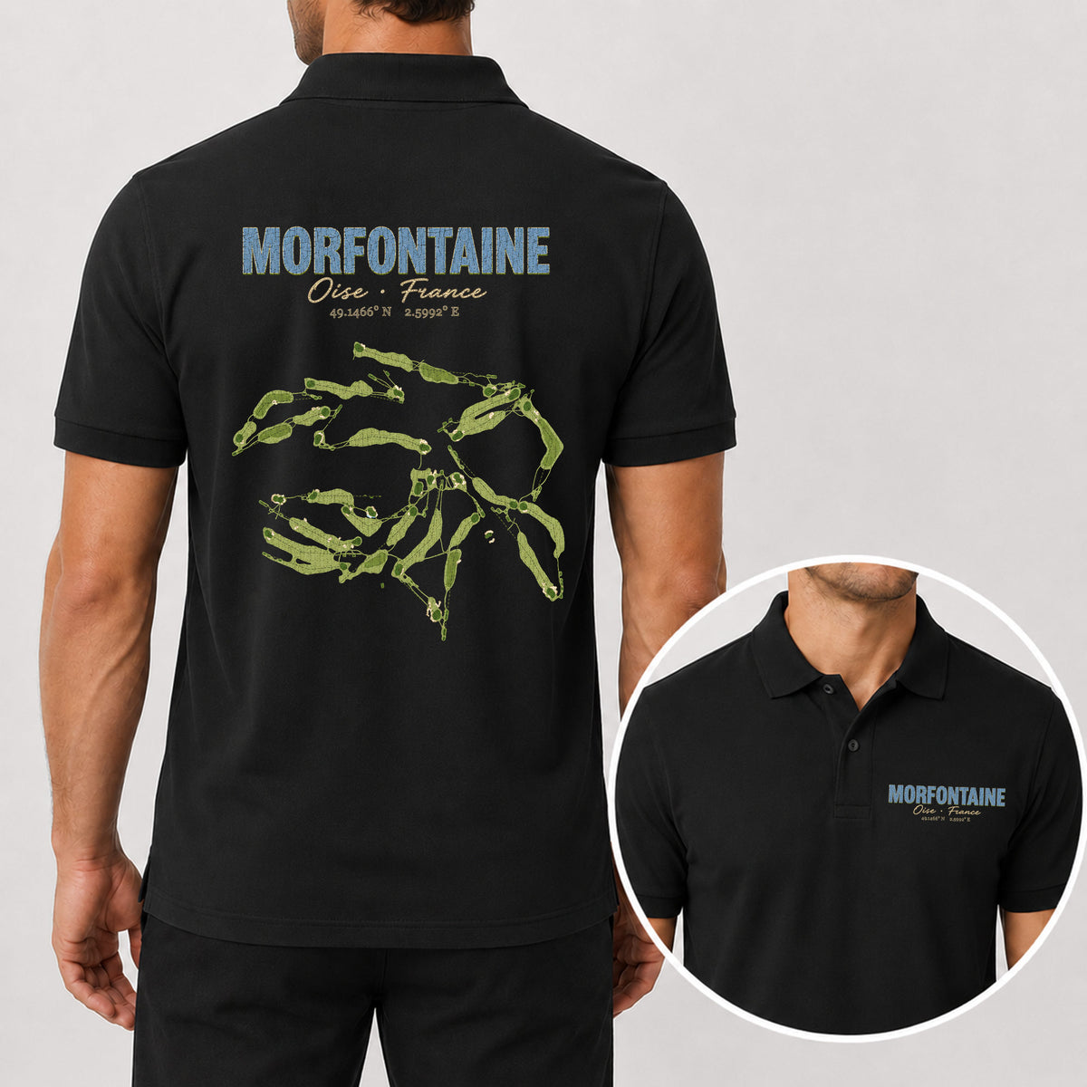Morfontaine Golf Polo Shirt - Golf Gift for Golfers, black