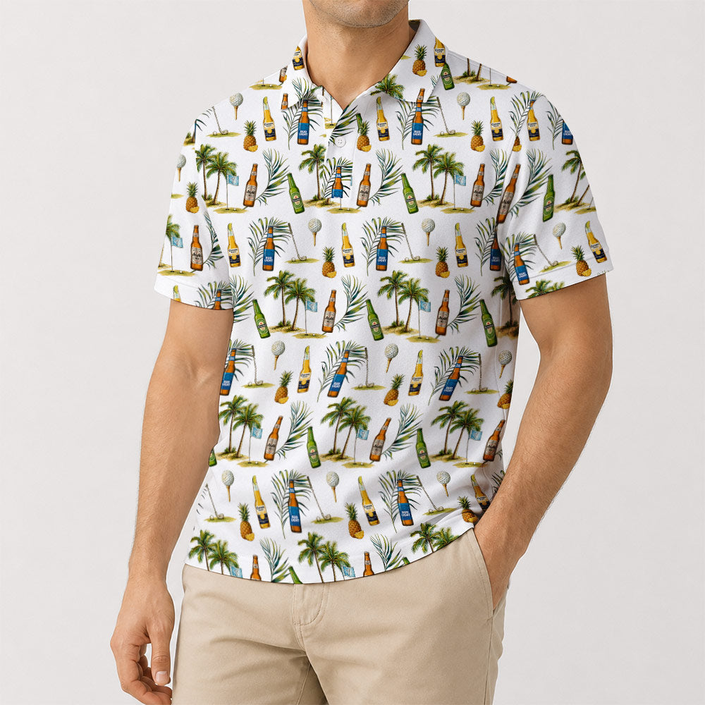 Tropical Beer Golf Polo Shirt - Golf Gift for Golfers, front
