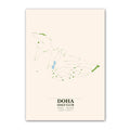Doha Golf Club course map print poster, Doha Qatar golf wall art