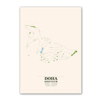 Doha Golf Club course map print poster, Doha Qatar golf wall art