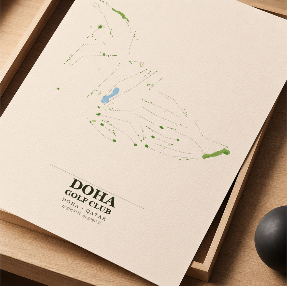 Doha Golf Club Course Map Print Poster | Doha Qatar Golf Wall Art