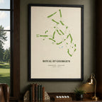 Royal St George's Golf Course Map Print Poster | England Golf Wall Art Decor