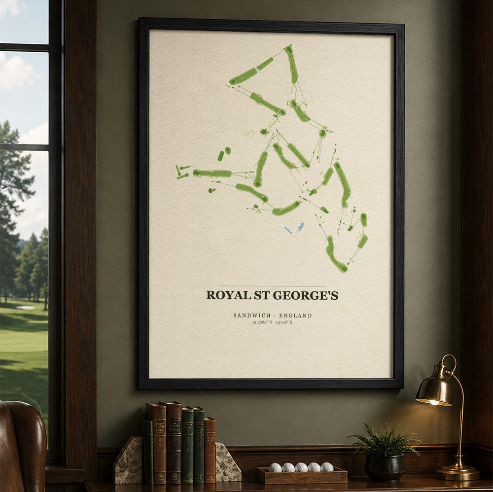 Royal St George's Golf Course Map Print Poster | England Golf Wall Art Decor