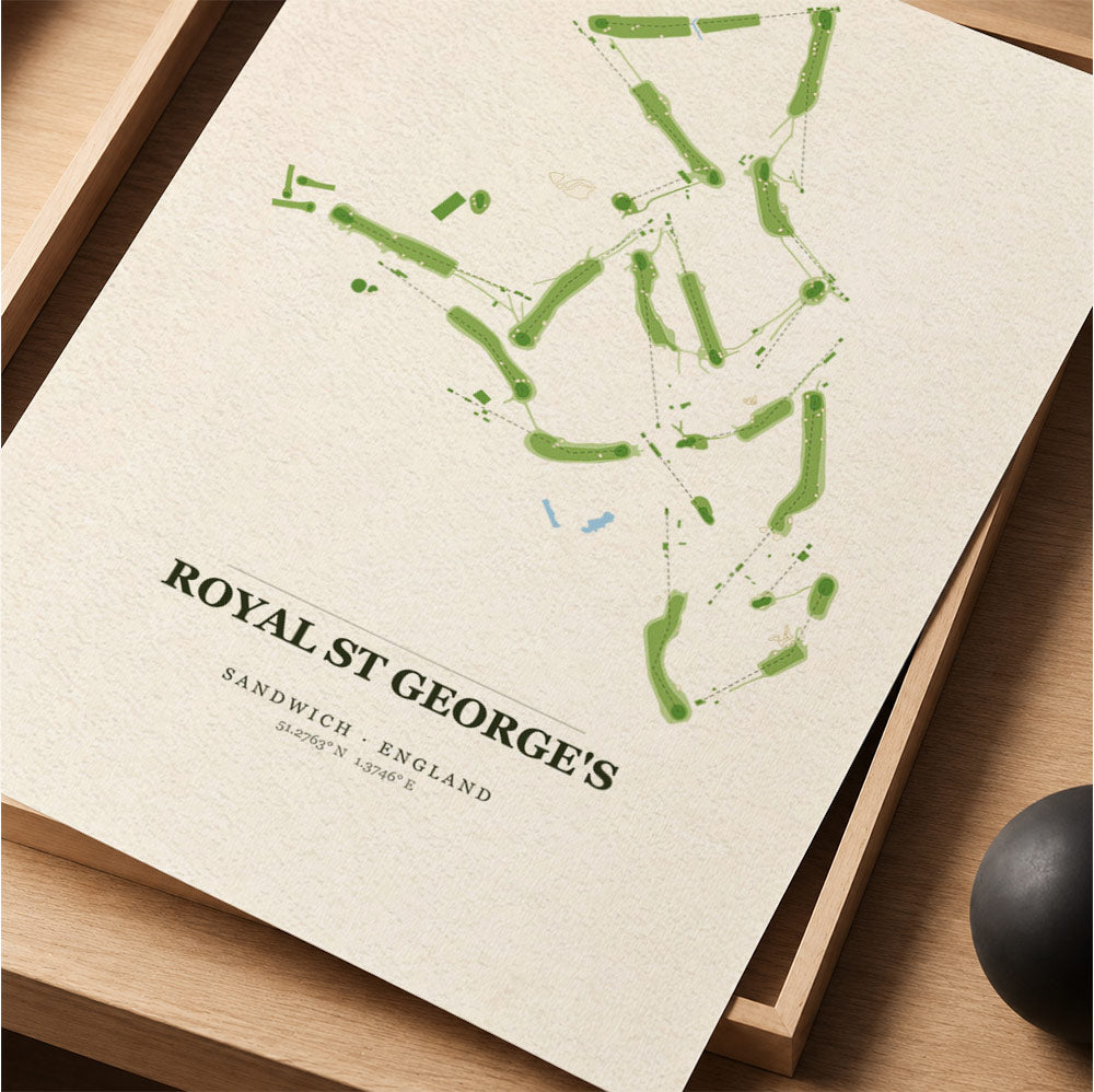 Royal St George's Golf Course Map Print Poster | England Golf Wall Art Decor