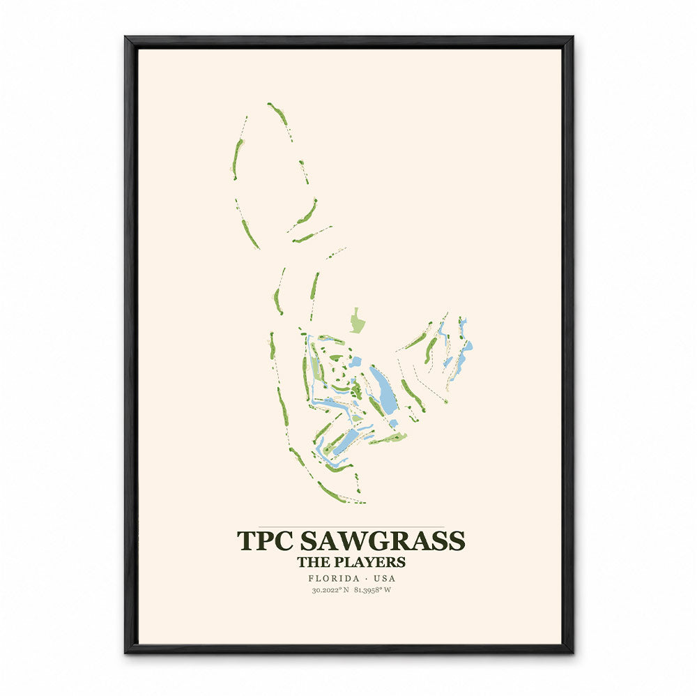 TPC Sawgrass course map featuring the island green 17th hole
