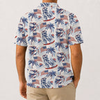 Dinosaur American Flag Golf Polo Shirt - Golf Gift for Golfers