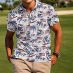 Dinosaur American Flag Golf Polo Shirt - Golf Gift for Golfers