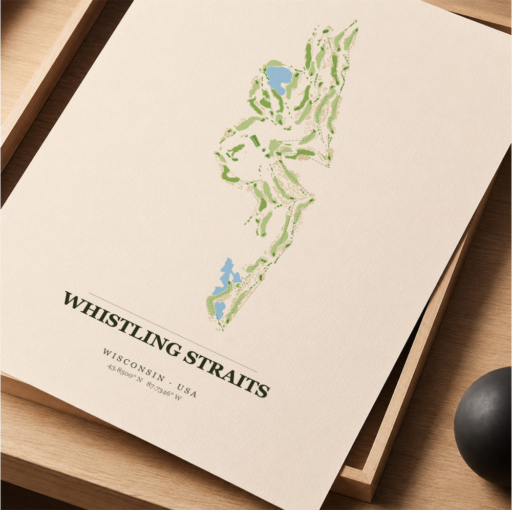 Whistling Straits Golf Course Map Print Poster | Wisconsin USA Golf Wall Art