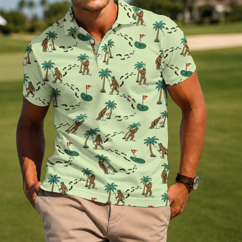 Bigfoot Tropical Golf Polo Shirt - Golf Gift for Golfers