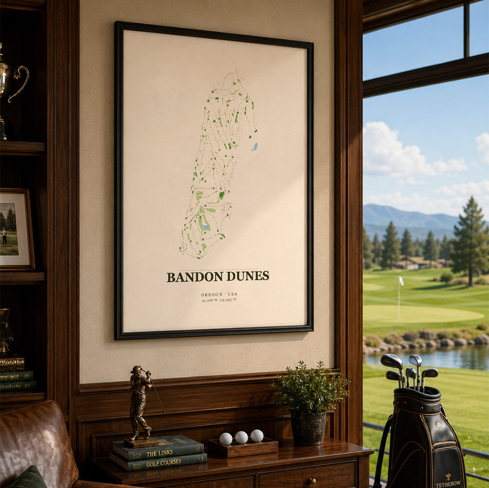 Bandon Dunes Golf Course Map Print Poster | Oregon USA Golf Wall Art