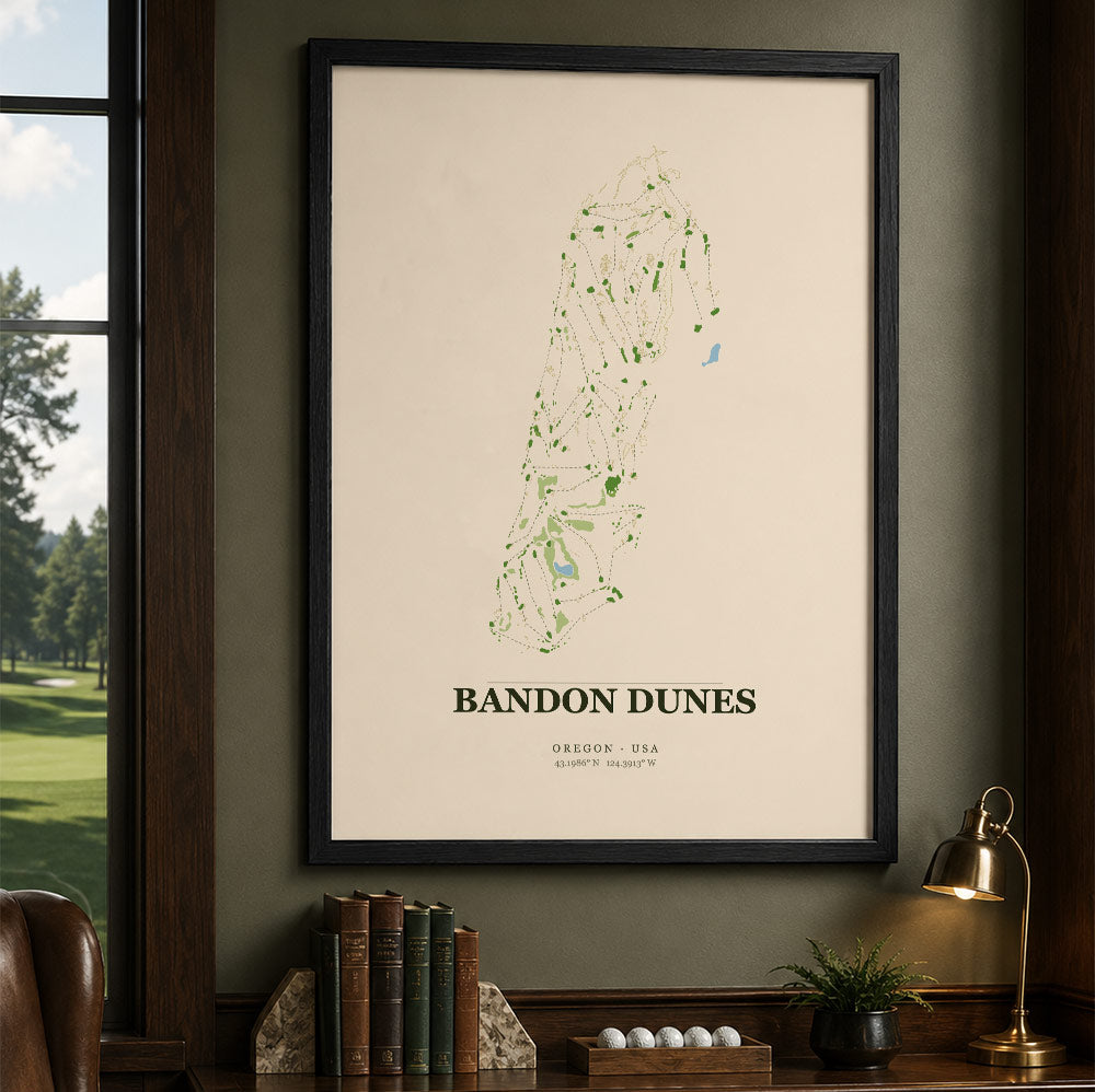 Bandon Dunes Golf Course Map Print Poster | Oregon USA Golf Wall Art