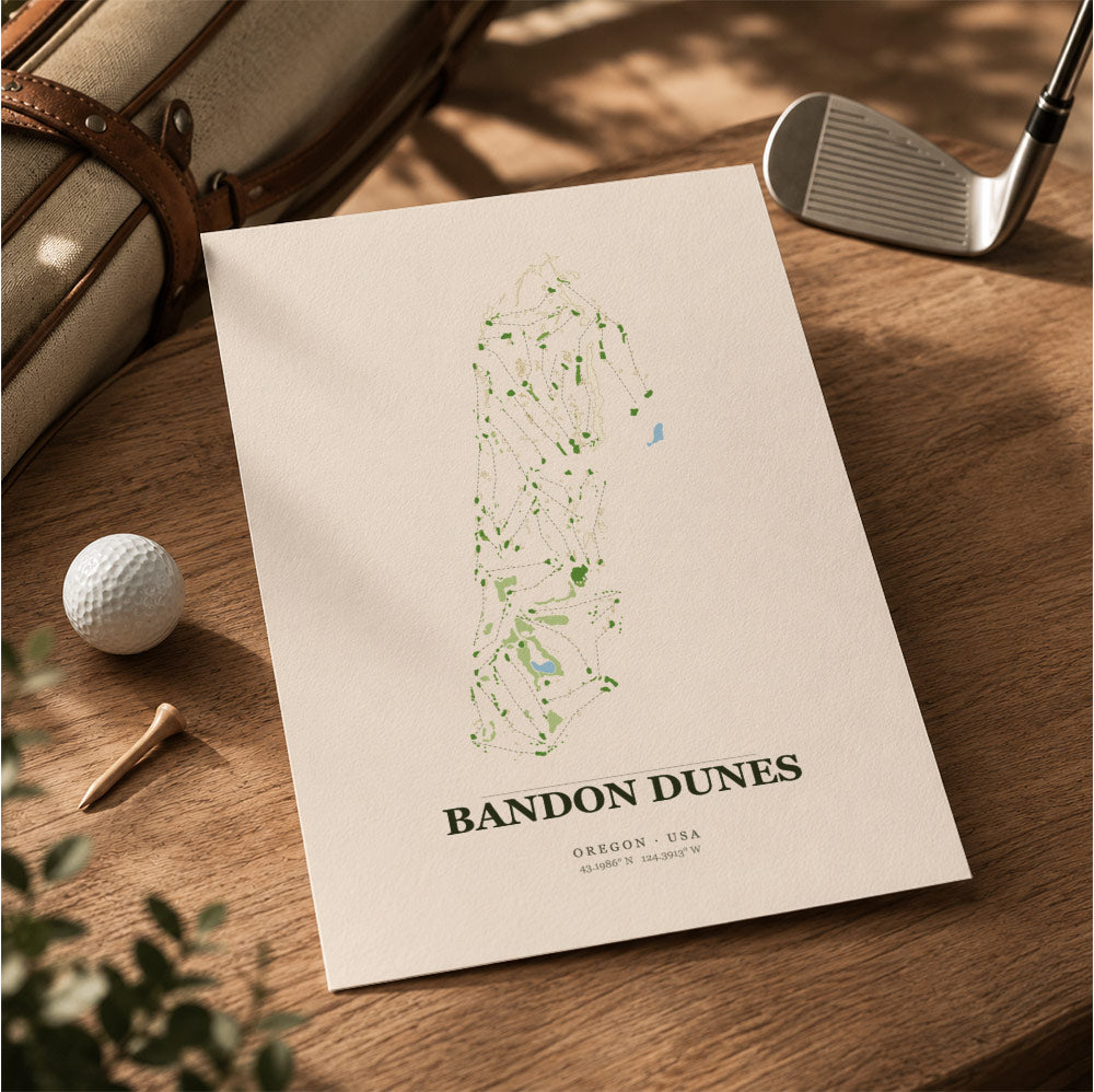 Bandon Dunes Golf Course Map Print Poster | Oregon USA Golf Wall Art