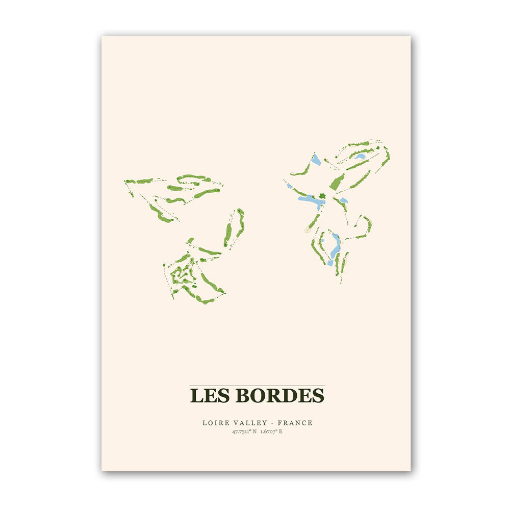 Les Bordes Golf Course Map Print Poster | France Golf Wall Art Decor