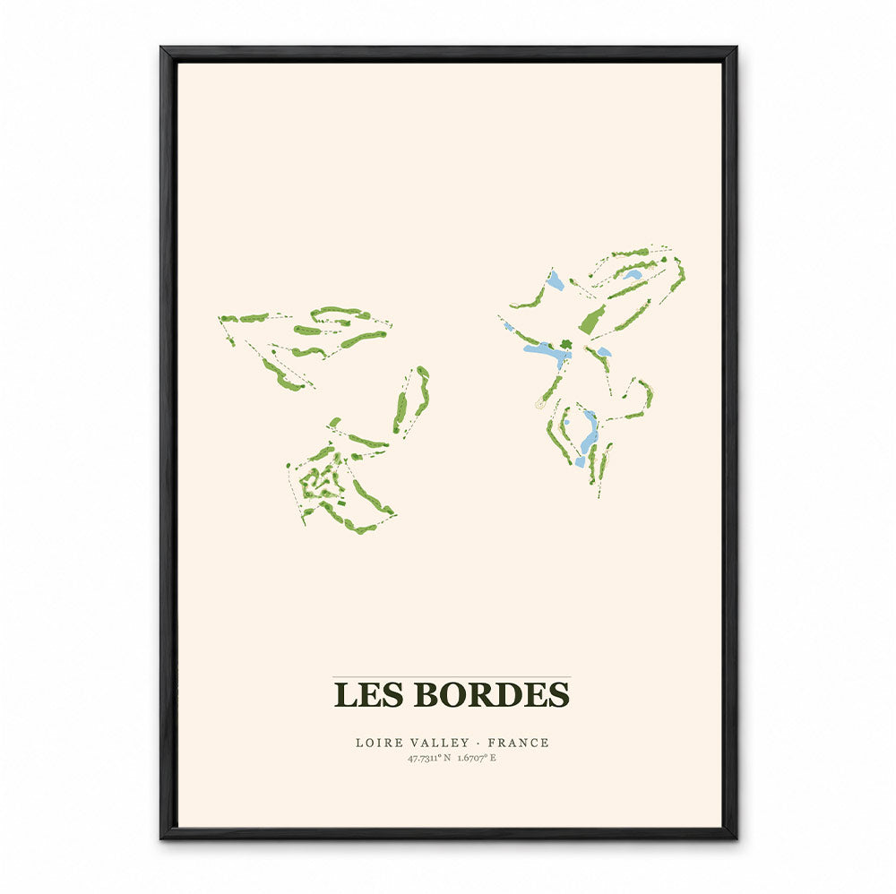 Les Bordes Golf Course Map Print Poster | France Golf Wall Art Decor
